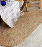 MDS Pack of 1 Handwoven Braided Jute Area Rug 2x6 feet Oval - 100% Natural Burlap Reversible Accent Rugs for Home Decor, Living Room, Doormat, Kitchen, Entryway Rug, Rustic, Farmhouse (2'x6')
