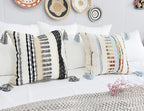 Boho Throw Pillow Covers 18x18 Aesthetic Neutral Boucle Couch Pillow Cover Rainbow Striped Decorative Accent Pillow Case for Couch Bed Sofa Farmhouse Bedroom,Modern Funky,Set of 2 Grey