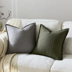 16x16 Linen Pillow Covers Grey Pack of 2 Farmhouse Boho Neutral Accents Striped Textured Square Decorative Throw Pillow Cases for Living Room Couch Bed Home Decor