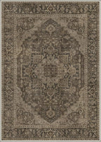 GENIMO 5x7 Area Rugs for Living Room, Machine Washable Non Slip Vintage Rugs, Low Pile Lightweight Chenille Print Rug for Bedroom, Dining Room, Home Office, Vintage Chocolate