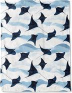 Cute Stingray Fleece Blanket - Lightweight Soft Cozy Gifts Throw for Marine Life Lovers, Kids,Women,Manta Ray Blankets,Elegant Ocean-Inspired Design,Home Room Modern Decor 40x50in