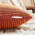 Fancy Homi Set of 2 Burnt Orange Lumbar Decorative Throw Pillow Covers 16x28 Inch for Living Room Couch Bed, Boho Farmhouse Fall Home Decor, Soft Corduroy Corss Patchwork Cushion Case 40x70 cm