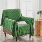 inhand Green Knitted Throw Blanket for Couch and Bed, St. Patrick’s Day Lucky Spring Gifts Throw for Her or Him, Soft Farmhouse Woven Blanket with Tassel, Lightweight Decorative, 50"x60"