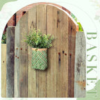 Yinkin 3 Pack 6 Inch Small Wall Hanging Basket Woven Wood Storage Basket Hanging Rope Organizer Flower Plants Vegetable Wall Decoration for Porch Living Room Bedroom Home (Sage Green)