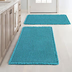 MIULEE Set of 2 Waffle Bathroom Rugs, Boho Bath Rugs Non Slip Washable, Super Absorbent Bath Mats, Ultra Soft Rubber Backed Shower Mats for Bathroom Floor, Tub and Shower, Teal, 18x30 Inch