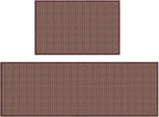 Artoid Mode Washable Non Slip Red Kitchen Rugs and Mats Set of 2, Rubber Backing Absorbent Kitchen Mats for Floor Front of Sink - 17x29 and 17x47 Inch