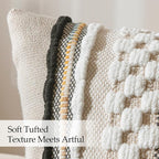 ANRODUO Pack of 2 Boho Decorative Throw Pillow Covers 20x20 Farmhouse Cushion Case Striped Chenille Pillow Cases Square Pillow Covers Accent Neutral Pillowcase for Sofa Couch Bed, Black-White Stripe