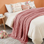inhand Coral Pink Knitted Throw Blanket for Couch Bed, Mothers Day/Mom Birthday Gifts for Mom from Daughter Son, Soft Lightweight with Tassels, Farmhouse Warm Decorative Blanket for Women, 50"x60"