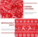 JSD Nordic Christmas Quilt Set King Size, Red White Reindeer Snowflakes Tree Printed Bedspreads Coverlet with Pillow Sham 2 Piece