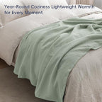 PHF 100% Cotton Muslin Throw Blanket 50" x 60", 4-Layer Lightweight Gauze Throw, Breathable Cloud-Soft Minimalist Blanket for Bed, Couch, Camping & Baby, Sage Green, Ideal Gift