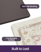 DEXI Kitchen Mats for Floor Cushioned, 23x35 Wide Runner Rug Non Slip, Waterproof Soft Comfort Standing Padded Anti Fatigue Decorative, Light Beige