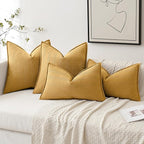 MIULEE Pack of 2 Gold Decorative Pillow Covers 18x18 Inch Soft Chenille Luxurious Couch Throw Pillows Farmhouse Cushion Covers with Elegant Design for Sofa Bedroom Living Room Spring Home Decor