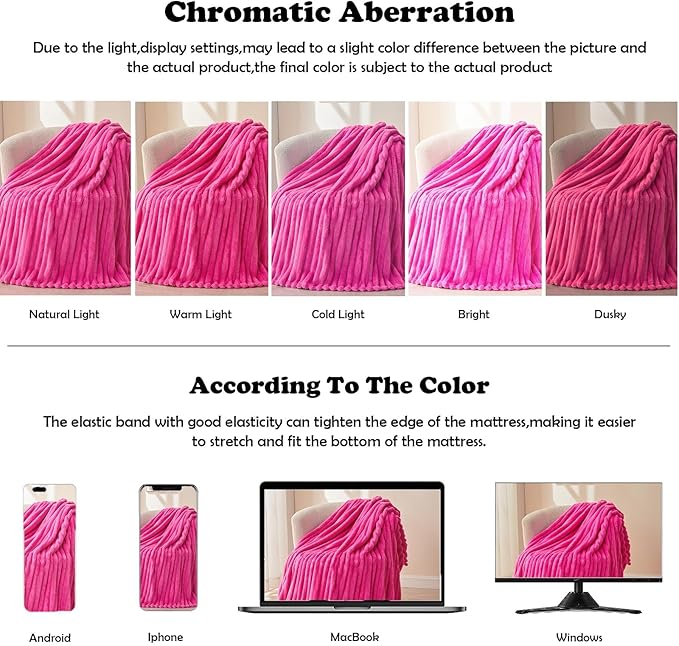 NEWCOSPLAY Super Soft Twin Blanket Hot Pink Premium Silky Flannel Fleece 3D Ribbed Jacquard Lightweight Bed Blanket All Season Use (Hot Pink Ribbed, Twin(60"x80"))