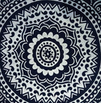 INDIAN CRAFT CASTLE 24" Blue Silver Mandala Barmeri Large Floor Pillow Cover Cushion Meditation Seating Ottoman Throw Cover Hippie Decorative Zipped Bohemian Pouf Ottoman Pom Pom Cases 24" Round