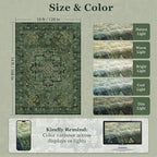 Extra Large Area Rugs 10x14 for Living Room, Dark Green Farmhouse Distressed Printed Carpet Rugs for Bedroom Low Pile Thin, Non Slip Washable Neutral Boho Rug for Dining Room