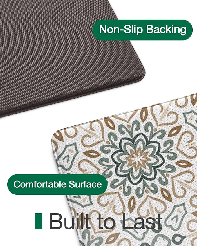 LUMI Anti Fatigue Kitchen Cushioned Mat for Floor, Padded Waterproof Runner for Standing, Stain Resistant Comfort Rugs for Home, Sink, Laundry, 24x87