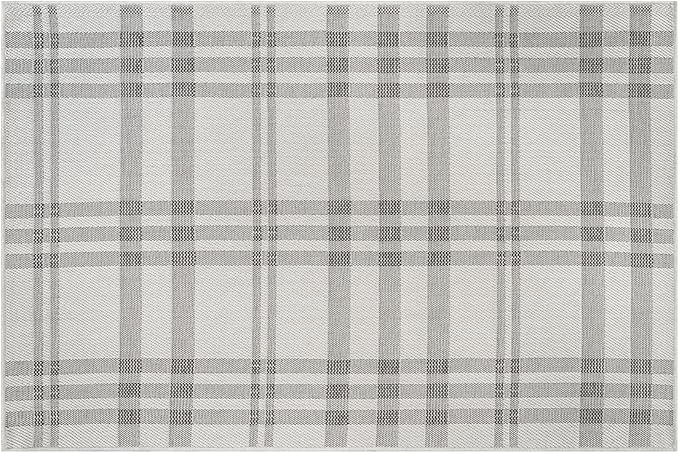 CAMILSON Easy Jute Rug 2x3, Indoor Outdoor Off-White Color Fiber Area Rugs for Entry, Living Room and Kitchen Rug, Checkred Boho Woven Design, Easy-Cleaning, Washable Outside Carpet (2 x 3)
