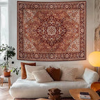 Apdidl Boho Mandala Hippie Wall Tapestry for Bedroom Aesthetic, Indian Bohemian Floral Tapestries Blanket Art Decor, Vintage Orange Fabric Vertical Wall Hanging for Living Room Dorm 60" X 79"