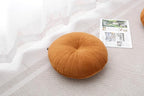 Floor Pillow Meditation Cushion Round Large Floor Pillows Seating for Adults, Velvet Thick Floor Cushions for Yoga Living Room Balcony Outdoor Tatami 18inches（Caramel）