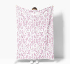 Floral Fuzzy Blanket Pink Floral Throw Blanket, Botanical Flowers Blankets, Soft, Flannel, Warm, Boho Flowers Bed Blankets All Season for Couch Bedroom Living Room 60X90 Inch