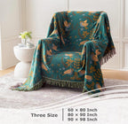 Boho Throw Blanket for Bed 100% Cotton Soft Lightweight Quilt Blanket Bird Floral Embroidery Spring Room Decor Large Bed Blankets,90"x98" All Season Rustic Throw for Sofa Couch Chair