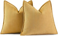 MIULEE Pack of 2 Gold Decorative Pillow Covers 20x20 Inch Soft Chenille Luxurious Couch Throw Pillows Farmhouse Cushion Covers with Elegant Design for Sofa Bedroom Living Room Spring Home Decor