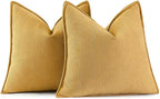 MIULEE Pack of 2 Gold Decorative Pillow Covers 16x16 Inch Soft Chenille Luxurious Couch Throw Pillows Farmhouse Cushion Covers with Elegant Design for Sofa Bedroom Living Room Spring Home Decor