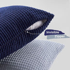 Topfinel Summer Throw Pillow Covers 20x20 Inch Set of 4,Blue Corduroy Decorative Cushion Cover,Modern Unique Pillow for Couch,Sofa,Living Room,Dark Blue Big European Pillow Shams
