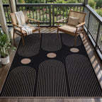 Tangsoo Rainbow Easy Jute 4x6 Washable Area Rug for Outdoor Patio,Black Non-Slip Thin Rug Farmhouse Indoor Floor Carpet,Boho Throw Mat for Front Porch Kitchen Bedroom Foyer Sunroom