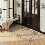 Lahome Floral Entryway Rug, 2x4 Washable Fall Kitchen Rug Ultra-Thin, Soft Non-Slip Door Mat Indoor Entrance Stain Resistant Boho Small Throw Carpet for Bathroom Bedroom Flore, Brown