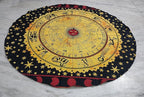 Round Beach Tapestry Turquoise Mandala Throw/Boho Hippie Beach Blanket Roundie/Indian Cotton Bohemian Large Round Table Cloth-Home Decor/Yoga Mat Meditation Picnic Rug (42", Yellow Black)