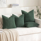 MIULEE Boho Farmhouse Throw Pillow Covers 20x20 Inch Set of 4 Soft Neutral Covers Christmas Dark Green Corduroy Couch Pillowcases Home Decor for Sofa Living Room Bed