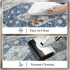 Collive Boho Kitchen Floor Mats, Cushioned Anti Fatigue Kitchen Runner Rugs, Comfort Non Slip Standing Mats for Floor, Laundry, Office, Sink, 17.3''x59'' Dark Blue