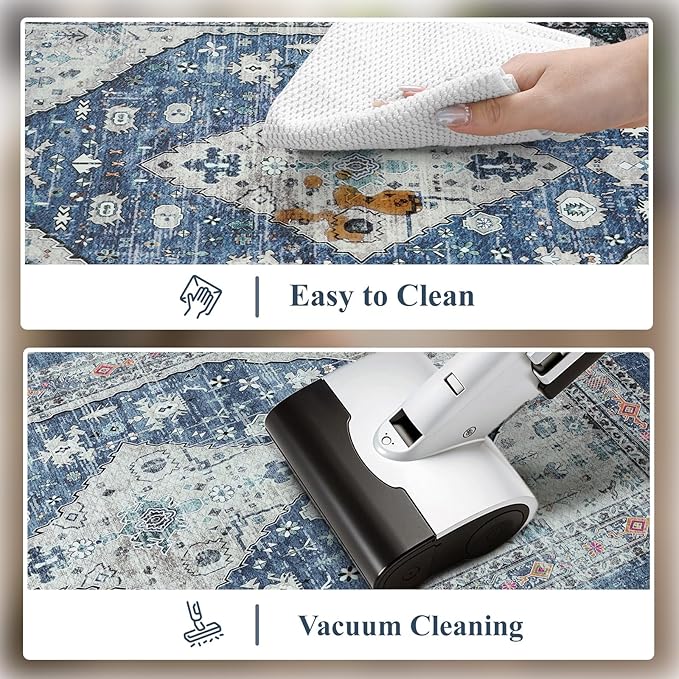Collive Boho Kitchen Rugs Set of 2 Non Skid Kitchen Mats for Floor Cushioned Anti Fatigue Kitchen Floor Mats Waterproof Comfort Heavy Duty Foam Mats for Standing Desk Sink Laundry, 17.3"x29"+17.3"x47"