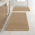 MIULEE Set of 2 Waffle Bathroom Rugs, Boho Bath Rugs Non Slip Washable, Super Absorbent Bath Mats, Ultra Soft Rubber Backed Shower Mats for Bathroom Floor, Tub, Brown, 17"x24"+20"x32"