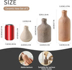 Ceramic Vase Set of 3, Vases Home Decor, Decorative Vases for Table, Boho Flower Vase Modern Neutral Vases for Room Decor, Table, Mantel,Entryway Living Room Kitchen Bedroom Bathroom - Brown