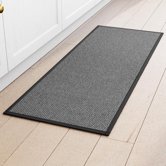 Kitchen Mat 1 PCS, Cushioned Non Slip Rugs for Kitchen Floor, Absorbent Runner Comfort Standing Mats Washable for Kitchen, Office, Home (Black, 17.3"x60")