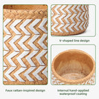 Concrete Rattan-Style Plant Basket Planter, 5" Outdoor Indoor Plant Pots with Drainage Hole, Boho Flower Pot for Succulents, Herbs, Modern Farmhouse Decor, Ideal Gift for Plant Lovers