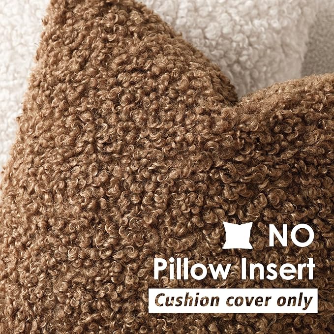 Foindtower 2 Pieces 18x18 Inch Dark Bronze, Faux Fur Throw Pillow Cover Accent Sherpa Furry Pillow Covers Fuzzy Soft Pillowcases Cozy Sheepskin Decorative Fleece Cushion Case for Bed Couch Living Room