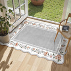 Lahome Floral Entryway Rug, 2x3 Kitchen Rugs Non-Slip, Ulta-Thin Washable Door Mat Indoor Entrance Stain Resistant, Boho Scalloped Throw Rugs for Bathroom Bedroom Ariele Grey