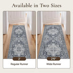 GENIMO 2'6''x8 Runner Rugs for Hallway, Machine Washable Non Slip Vintage Rugs, Low Pile Lightweight Soft Print Rug for enrtyway, Corridor, Home Office, Kitchen,Dark Gray