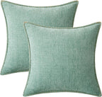 MIULEE Pack of 2 Couch Throw Pillow Covers 20x20 Inch Aqua Green Farmhouse Decorative Pillow Covers with Stitched Edge Soft Chenille Solid Dyed Spring Pillow Covers for Sofa Bed Living Room