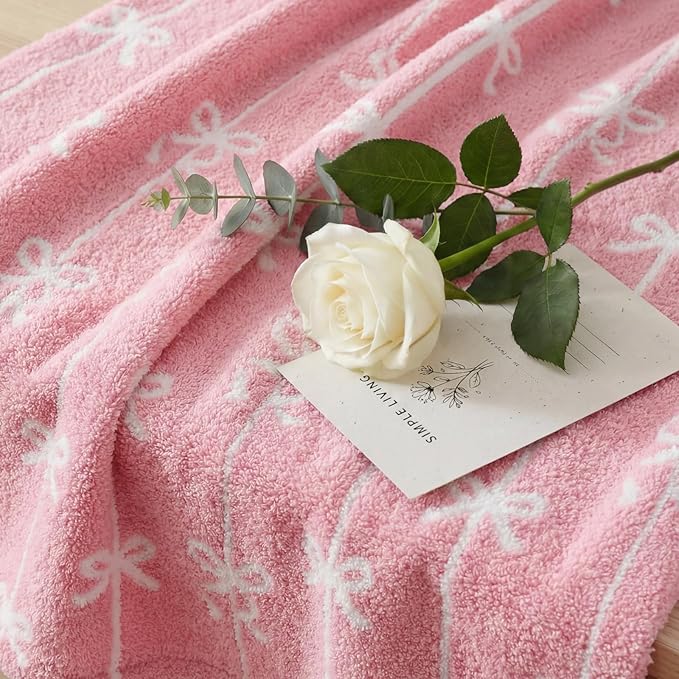 WRENSONGE Throw Blanket Vertical Stripes Bowknot Pink Soft Cozy Fluffy Warm Throw for Couch Sofa Bed Camping Picnic Travel Lightweight - 50"*60"