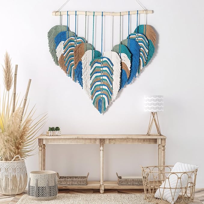 Amestrina Boho Tapestry for Bedroom, Boho Wall Decor for Bedroom, Large Wall Art for Living Room, Macrame Wall Hanging，Wall Tapestry for Living Room (Green)