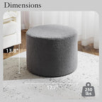 Bezseller Soft Boucle Pouf Ottoman, Comfortable Foot Rest, Full Foam Filling Footstool for Living Room, Bedroom, Lightweight Comfort and Charm Floor Poof Seating Perfect to Rest Your Feet, Grey