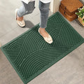 Sturdy Front Door Mat, Absorbent Muddy Dirt Resist Welcome Door Mats Outdoor Indoor, Stain and Fade Resistant, Non-Slip Backing Entry Mat Low Profile Doormat for Entryway, 36×24, Green