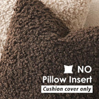 Foindtower 2 Pieces 22x22 Inch Dark Brown, Faux Fur Throw Pillow Cover Accent Sherpa Furry Pillow Covers Fuzzy Soft Pillowcases Cozy Sheepskin Decorative Fleece Cushion Case for Bed Couch Living Room