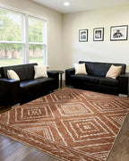 Area Rug 6x8 Rug Machine Washable Non-Slip Low Pile Print Pattern Western Rug for Living Room Bedroom Entryway Tribal Series-Yellowbrown/Cream