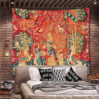 FEASRT Princess European Royal Tapestry, 90x84 Inches Soft Flannelette, Medieval Maiden Wall Blanket