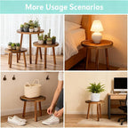 3 PCS Wood Plant Stands Indoor, Three Sizes of Plant Stands Suitable for 6-15 Inch Pots, Single Plant Holder and Wood Stool, Mid-century Modern Plant Pot Stand, Tall and Short Flower Pot Stand